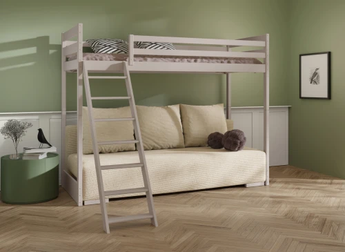 SOFINO 90x200/140x200 cachemire lit mezzanine avec canapé convertible tissu beige poso 38 Lano Meubles