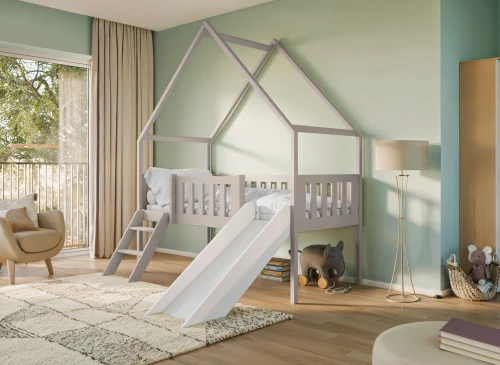 ANGEL 80x180 cachemire lit enfant maisonnette avec toboggan Lano Meubles
