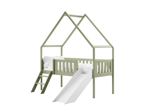 ANGEL 80x180 olive lit enfant maisonnette avec toboggan Lano Meubles
