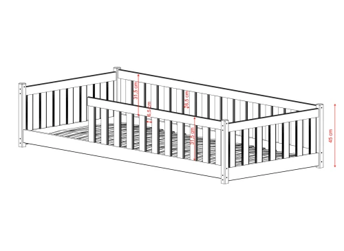 BELLA 90x200 cachemire lit enfant simple Lano Meubles