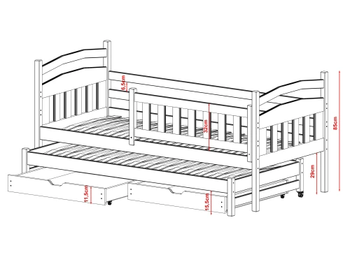 GALAXY 80x190 olive lit gigogne double Lano Meubles