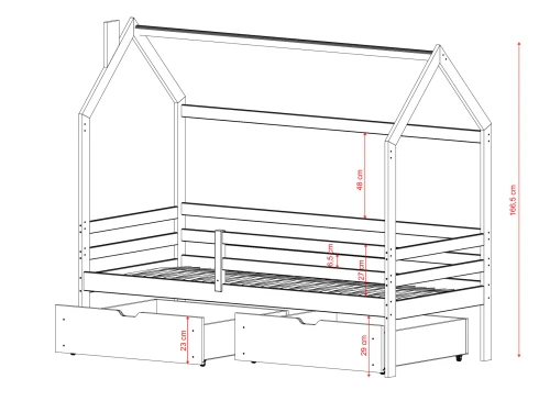 LILA 80x200 olive lit cabane enfantnette Lano Meubles