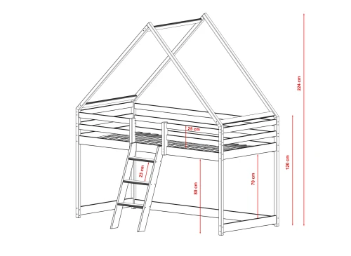MOON 80x180 cachemire lit cabane enfantnette mezzanine Lano Meubles