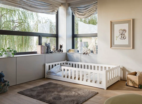 BELLA 80x180 blanc lit Montessori au sol pour enfants Lano Meubles