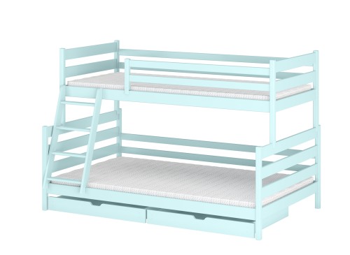 FAMI 90x200/120x200 bleu lit superposé à base large Lano Meubles