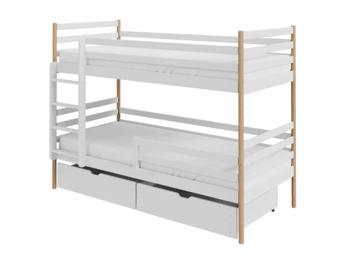 GUSTO 90x200 blanc+hêtre lit superposé Lano Meubles