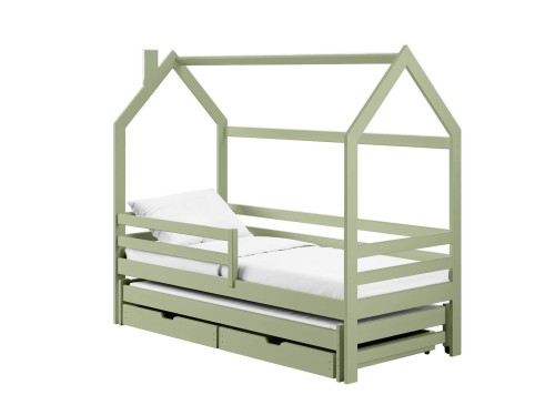DANEK 80x170 olive lit enfant maisonnette Lano Meubles
