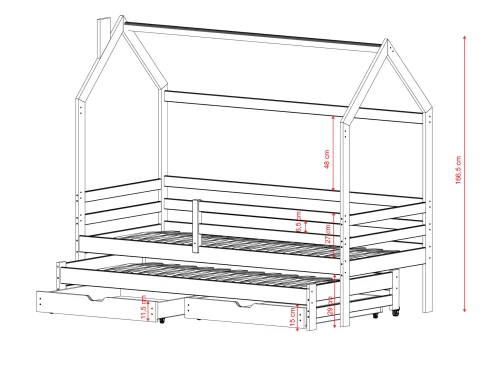 DANEK 80x170 olive lit enfant maisonnette Lano Meubles