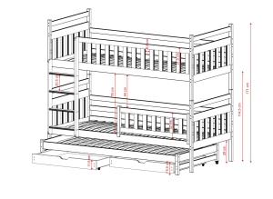 KLARA 80x160 olive green bunk bed Lano Furniture