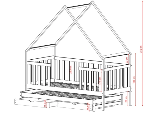 MAGIC 80x180 blanc lit gigogne maison Lano Meubles
