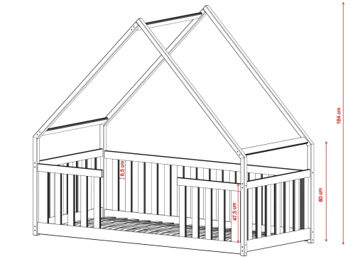 BEE 90x190 gris maison lit Montessori au sol pour enfants Lano Meubles
