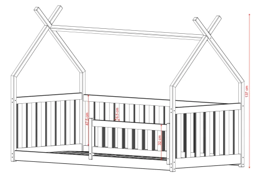 BOGUŚ 80x190 blanc tipi lit Montessori au sol pour enfants Lano Meubles