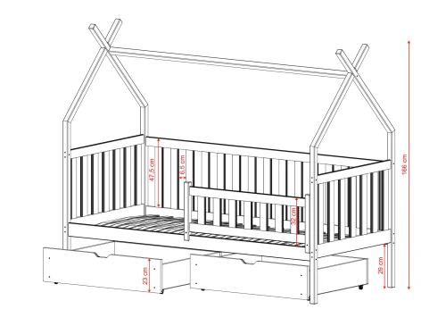 SIMBA 90x190 cachemire lit enfant simple tipi Lano Meubles