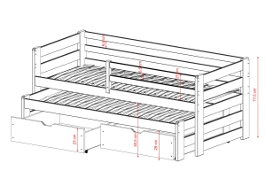 SENSO 80x170 cachemire lit gigogne double Lano Meubles