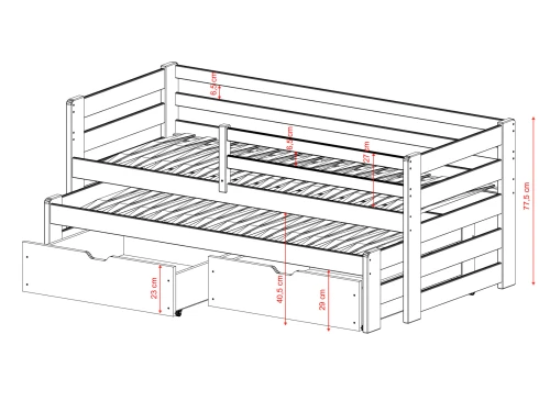 SENSO 90x180 cachemire lit gigogne double Lano Meubles