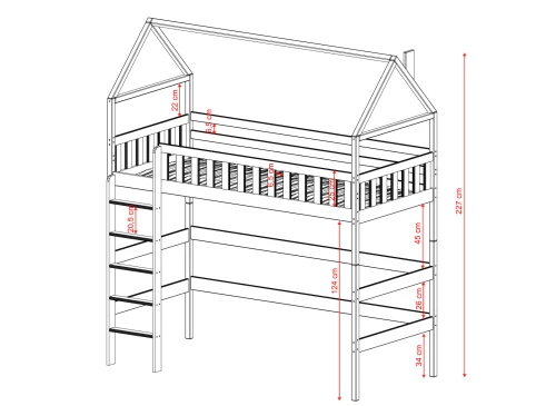 OTYLIA 90x200 pin lit enfant simple mezzanine Lano Meubles