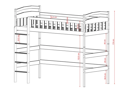 MIA 90x180 pin lit enfant simple mezzanine Lano Meubles