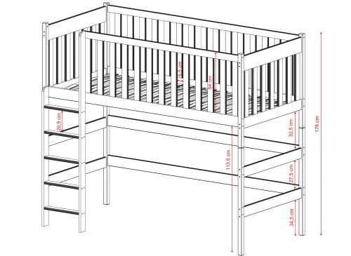 LAURA 80x200 pin lit enfant simple mezzanine Lano Meubles