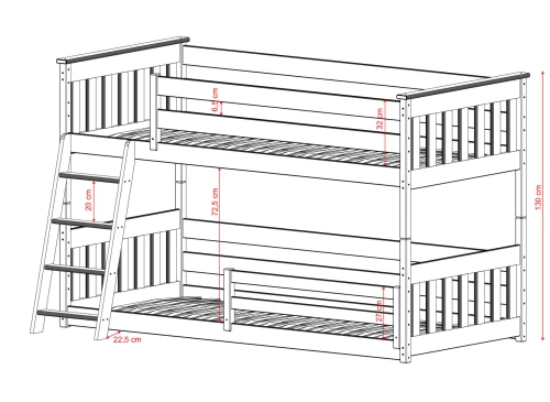 KEVIN 90x190 pin lit superposé Lano Meubles