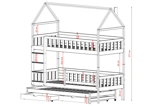 IGA 90x200 blanc lit superposé maison Lano Meubles