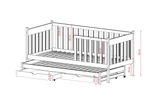 KAJA 80x200 gris lit gigogne Lano Meubles