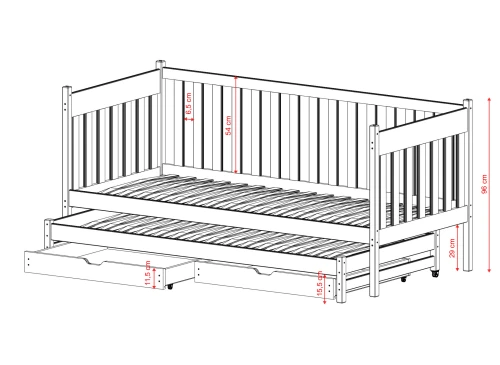KAJA 90x200 pin lit gigogne Lano Meubles