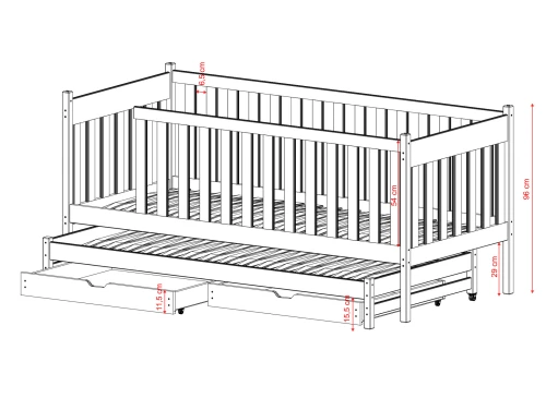 KAJA 90x200 graphite lit gigogne Lano Meubles