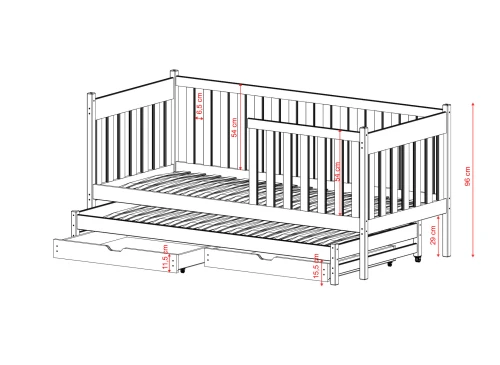 KAJA 90x190 cachemire lit gigogne double Lano Meubles
