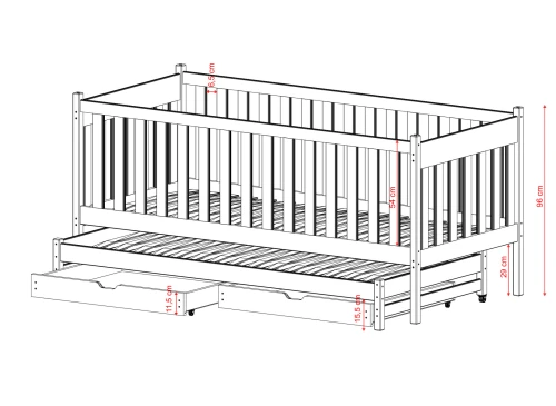 KAJA 90x200 cachemire lit gigogne double Lano Meubles