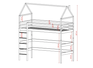GLORIA 80x180 rose lit enfant simple mezzanine Lano Meubles