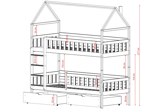 GAJA 80x190 pin lit superposé Lano Meubles