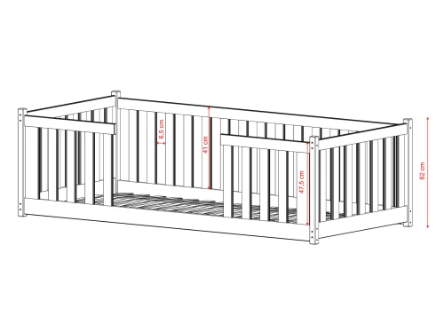FERO 80x190 blanc lit Montessori au sol pour enfants Lano Meubles