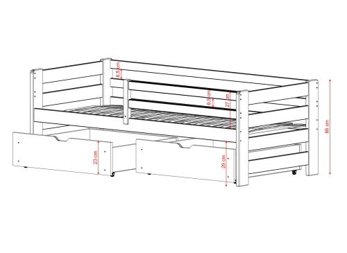 ERGO 80x180 graphite lit enfant simple Lano Meubles