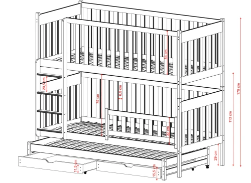 EMILKA 90x200 pin lit superposé Lano Meubles