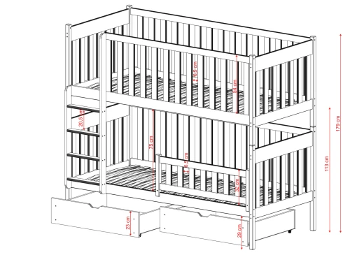 DAWID 90x180 pin lit superposé Lano Meubles