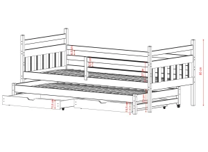 DANIEL 80x190 cachemire lit gigogne double Lano Meubles