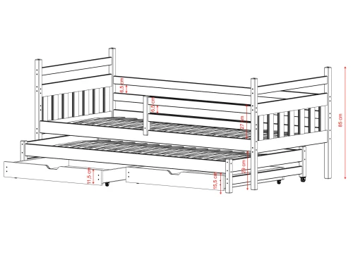 DANIEL 90x190 cachemire lit gigogne double Lano Meubles