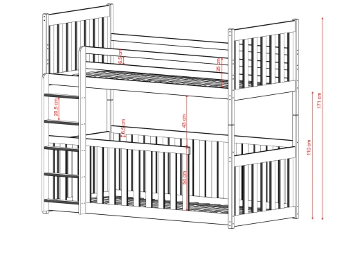 CRIS 80x160 pin lit superposé Lano Meubles