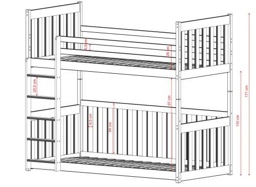 CRIS 90x180 pin lit superposé Lano Meubles
