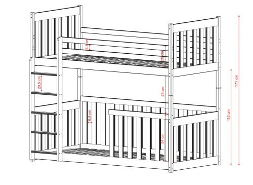 CRIS 90x180 pin lit superposé Lano Meubles