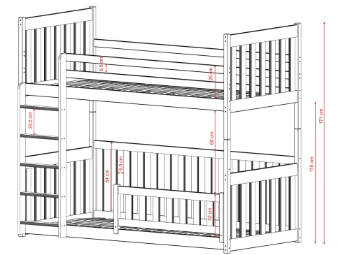 CRIS 90x200 pin lit superposé Lano Meubles