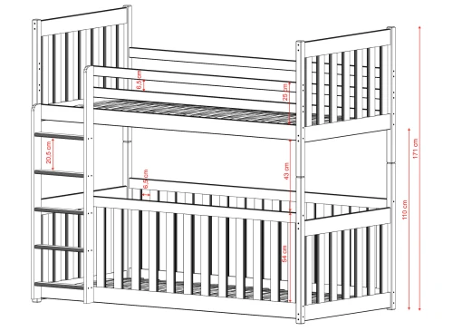 CRIS 90x200 pin lit superposé Lano Meubles