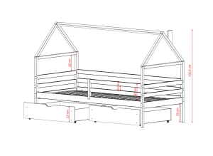 ARON 80x160 bleu lit cabane enfant Lano Meubles