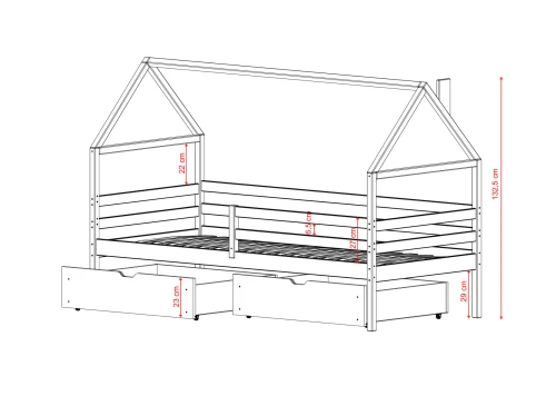 ARON 90x190 gris lit cabane enfant Lano Meubles