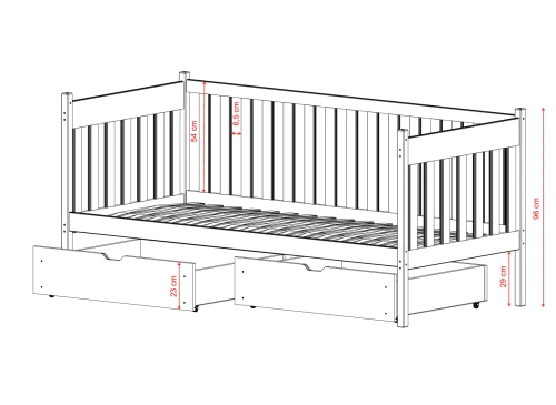 ALICJA 90x180 pin lit enfant simple Lano Meubles