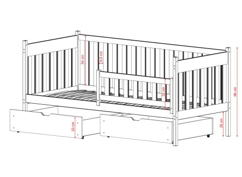 ALICJA 90x200 blanc lit enfant simple Lano Meubles