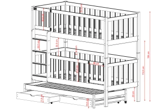 AGATHA 80x180 cachemire lit superposé Lano Meubles