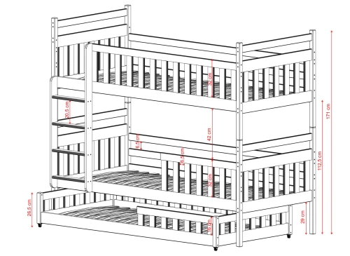 OLIWIA 90x200 pin lit superposé Lano Meubles