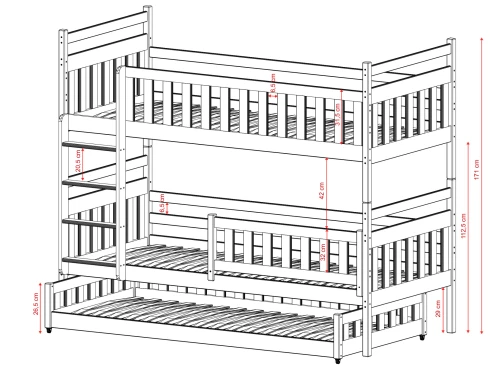 OLIWIA 80x180 rose lit superposé Lano Meubles