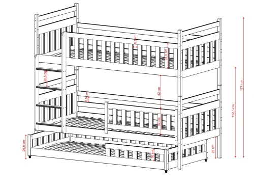 OLIWIA 80x200 blanc lit superposé Lano Meubles